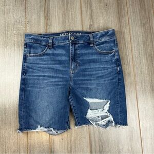 American Eagle Hi-Rise Jegging Cutoff Shorts 16 Stretch Jorts Distressed Denim